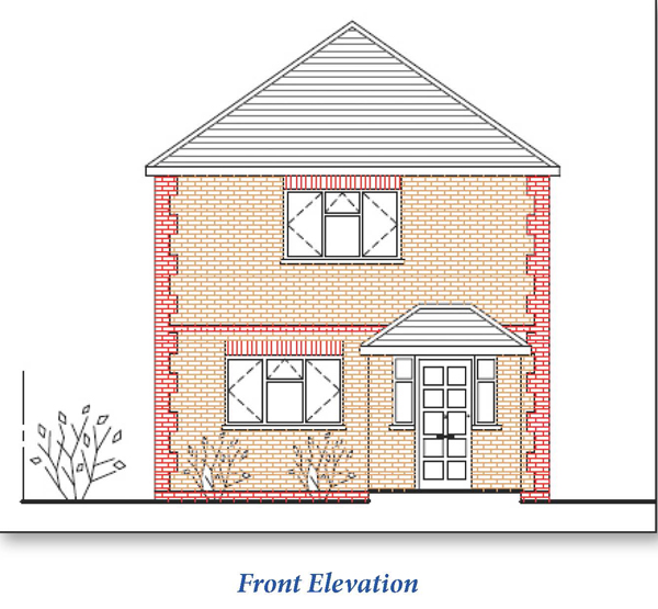 Lot: 116 - PLANNING FOR DETACHED THREE-BEDROOM HOUSE - Front Elevation